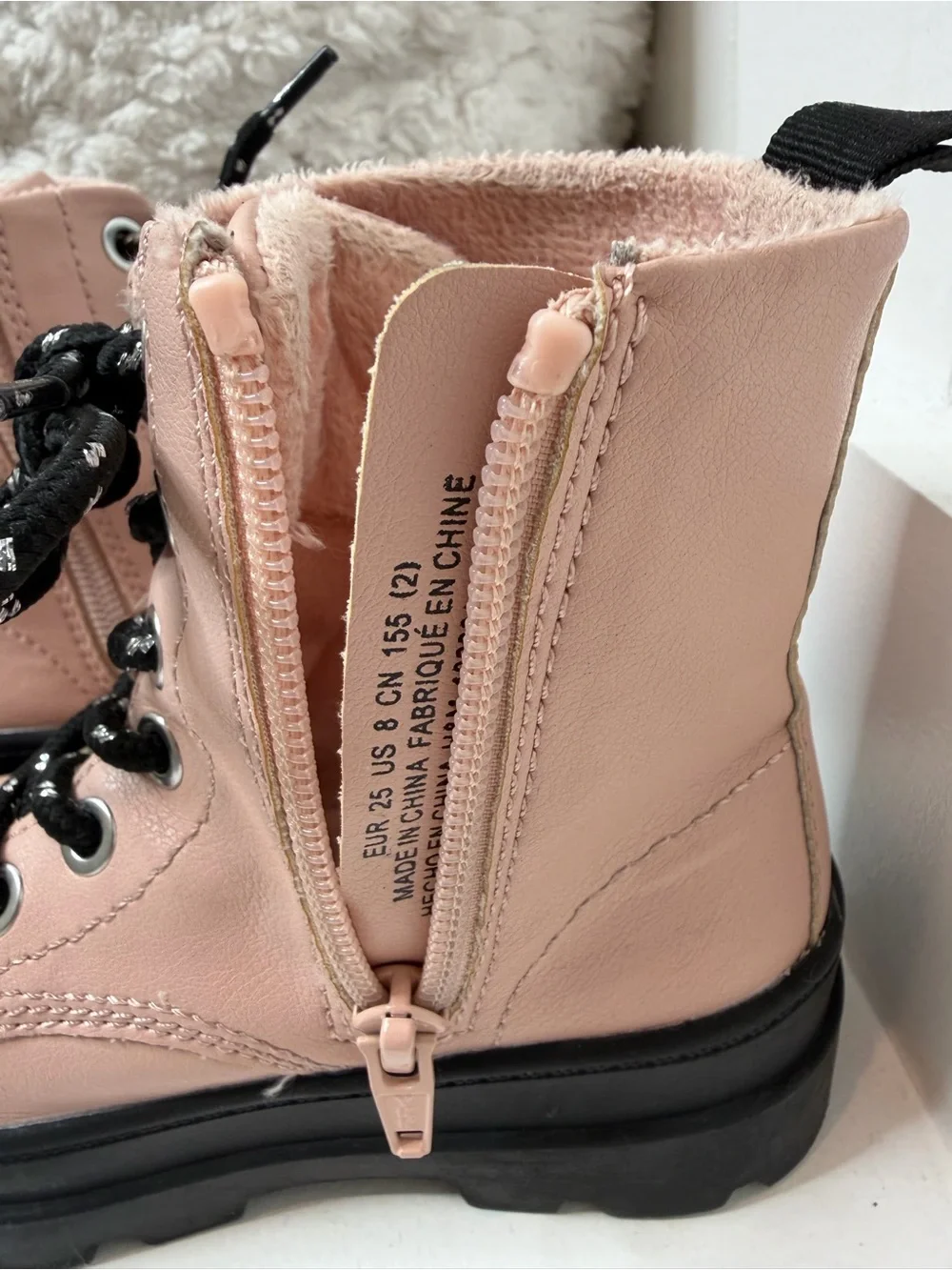 H&M Pink Combat Boots with Black Soles and Laces